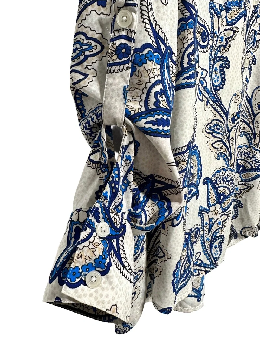 TOMMY HILFIGER Paisley Button Down Blouse Coastal Boho Preppy - Picture 3 of 9